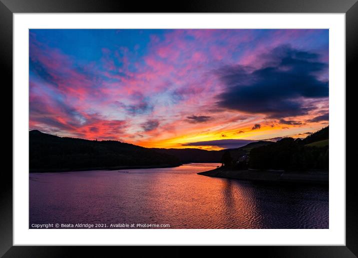 Sunset over Ladybower Reservoir Framed Mounted Print by Beata Aldridge