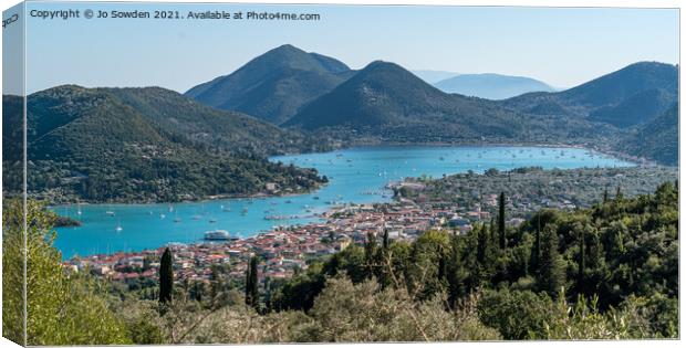 Tranquil Bay, Lefkada Canvas Print by Jo Sowden