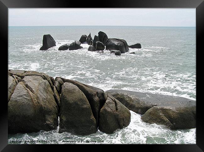 ROCKY OUTCROP Framed Print by ANDREA GREEN