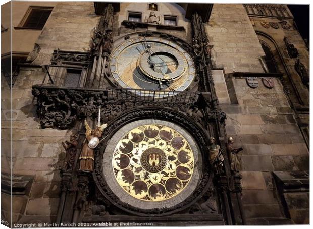 Prague Astronomic Clock Canvas Print by Martin Baroch