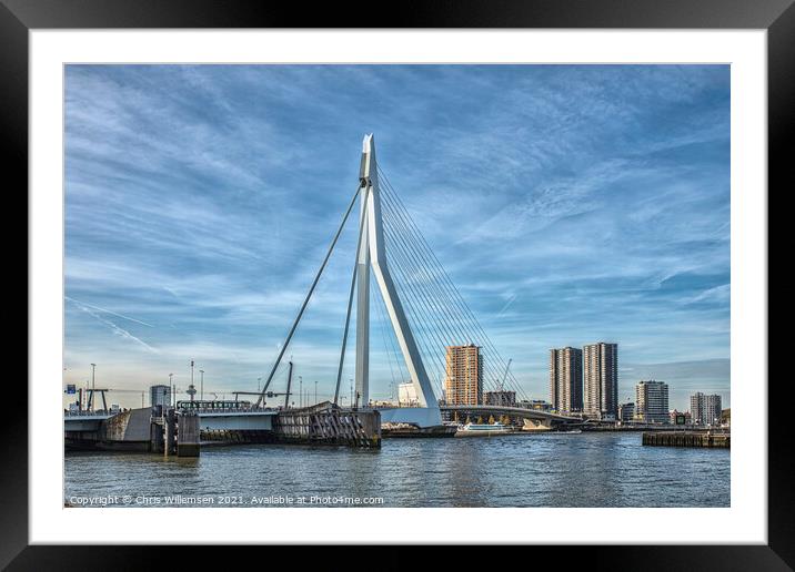 skyline from rotterdam with the erasmus bridge Framed Mounted Print by Chris Willemsen