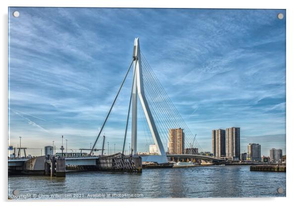 skyline from rotterdam with the erasmus bridge Acrylic by Chris Willemsen