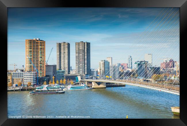 skyline from rotterdam with the river meuse Framed Print by Chris Willemsen