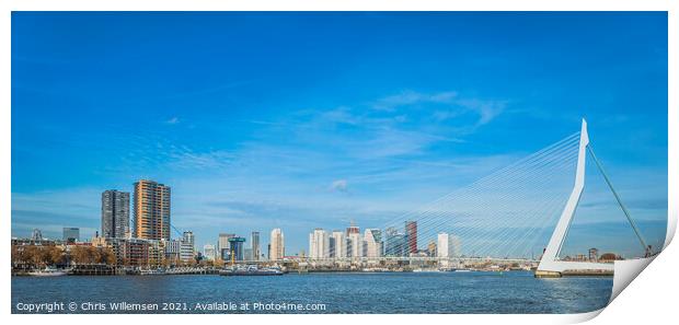 skyline from rotterdam with the bridge Print by Chris Willemsen