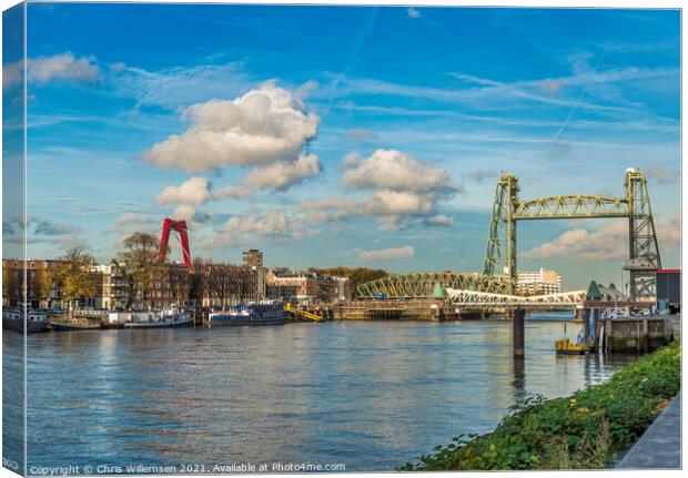 the old railraod bridge in Rotterdam Canvas Print by Chris Willemsen