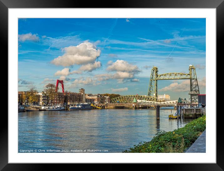 the old railraod bridge in Rotterdam Framed Mounted Print by Chris Willemsen