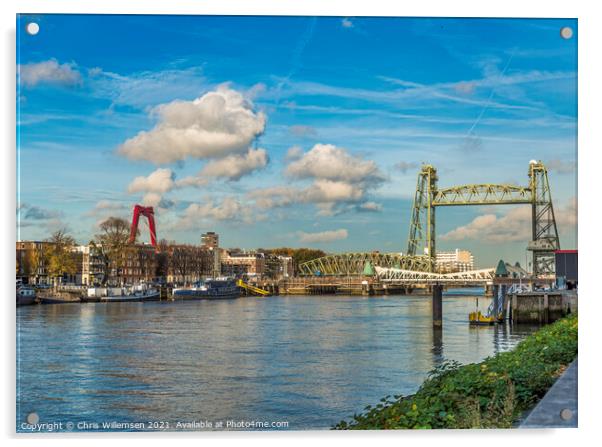 the old railraod bridge in Rotterdam Acrylic by Chris Willemsen