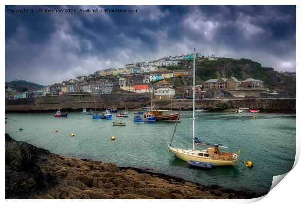 Mevagissey Boats Outside the Harbour Print by Lee Kershaw