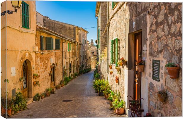 Charming Rustic Alley in Valldemossa, Spain alley Canvas Print by Alex Winter