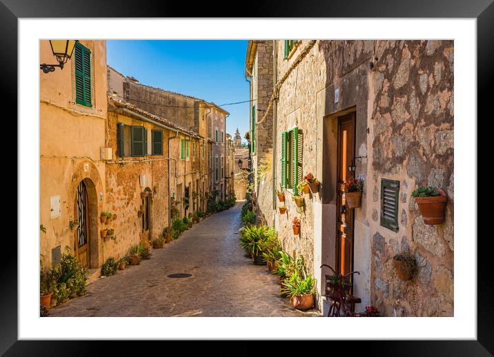 Charming Rustic Alley in Valldemossa, Spain alley Framed Mounted Print by Alex Winter