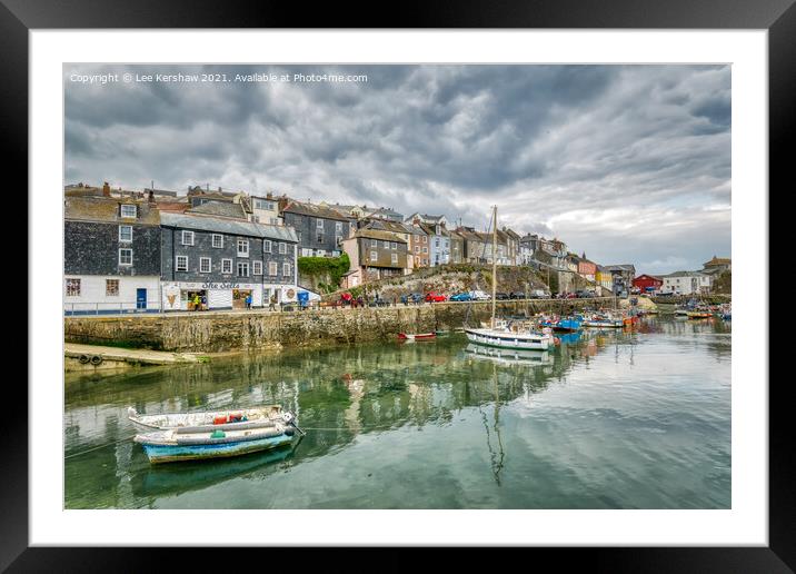 Mevagissey - Boats in the Harbour Framed Mounted Print by Lee Kershaw