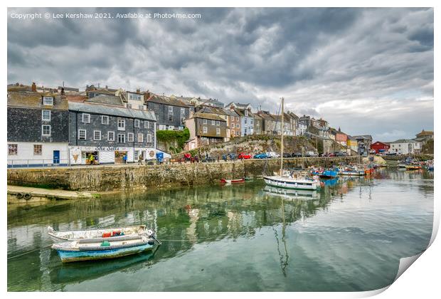 Mevagissey - Boats in the Harbour Print by Lee Kershaw