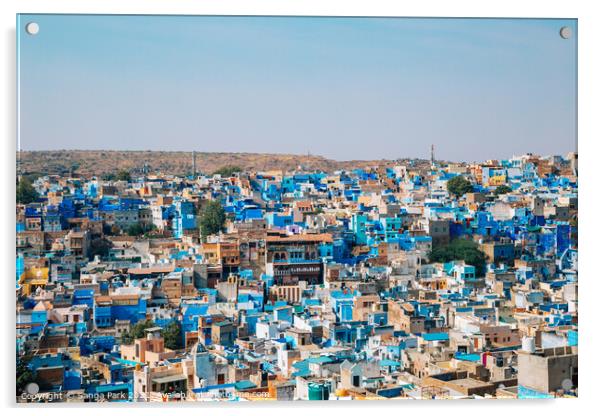 Blue city Jodhpur Acrylic by Sanga Park