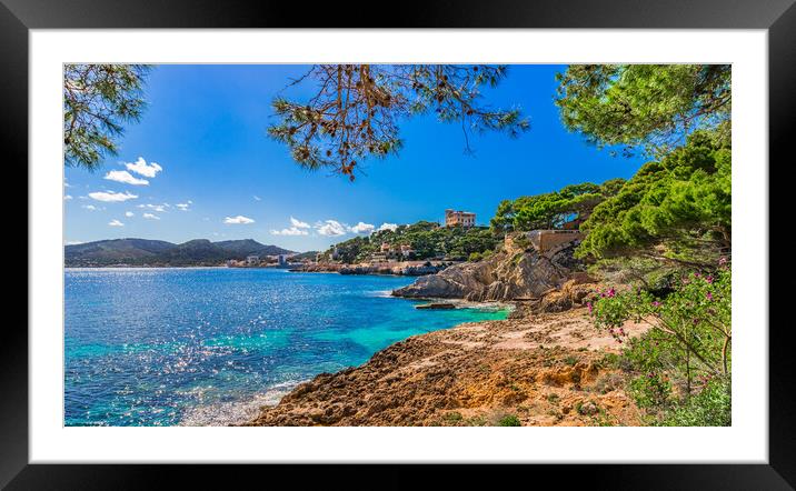 Coast view of Cala Ratjada on Majorca island, Spai Framed Mounted Print by Alex Winter