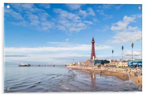 Tourists on Blackpool beach Acrylic by Jason Wells