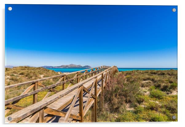 A Serene Journey across the Alcudia Bay, boardwalk Acrylic by Alex Winter