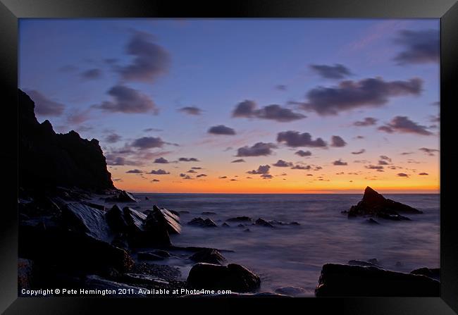 Sunset at Scrade - N Cornwall Framed Print by Pete Hemington