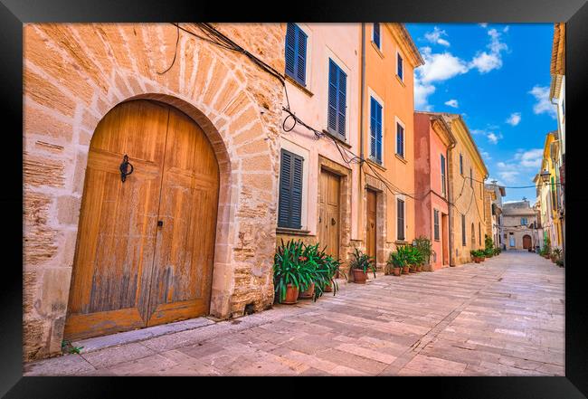 Street with potted plants in Alcudia old town Framed Print by Alex Winter