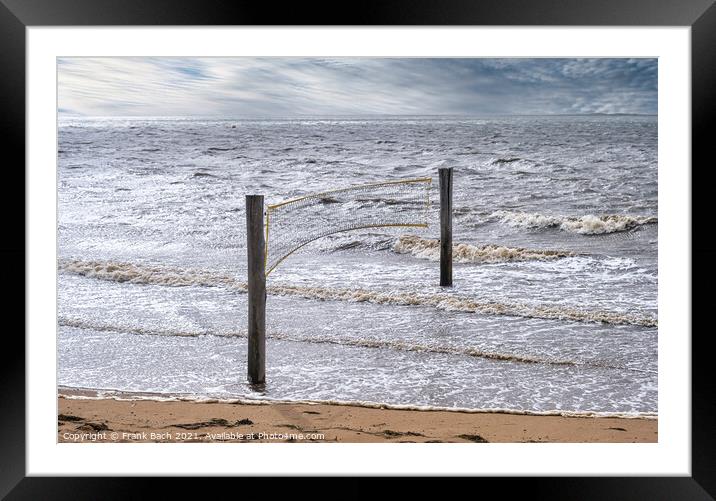 Beach Volley net on Hjerting public beach promenade in Esbjerg,  Framed Mounted Print by Frank Bach