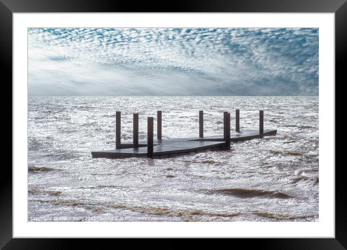 Flooded bathing pier on Hjerting public beach promenade in Esbje Framed Mounted Print by Frank Bach