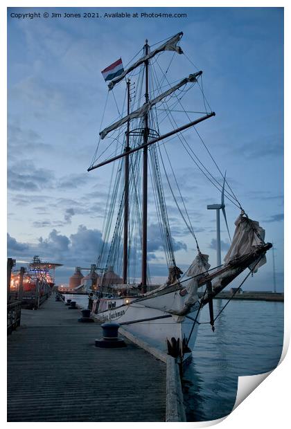Tall Ship at Dusk Print by Jim Jones
