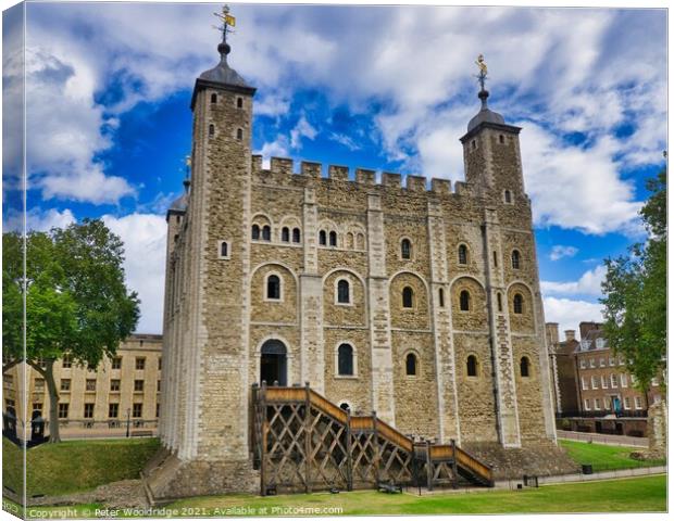 White Tower, Tower of London Canvas Print by Peter Wooldridge