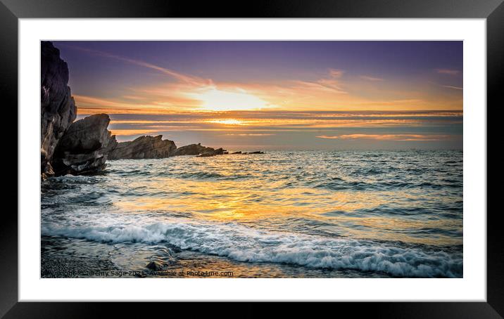 Golden Sunset Glow over Ilfracombe Coast Framed Mounted Print by Jeremy Sage