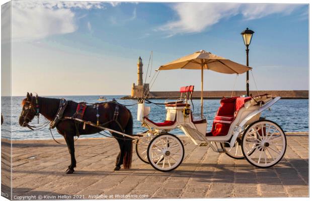 Horse and carriage with the Venetian harbour and l Canvas Print by Kevin Hellon