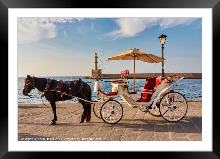 Horse and carriage with the Venetian harbour and l Framed Mounted Print by Kevin Hellon