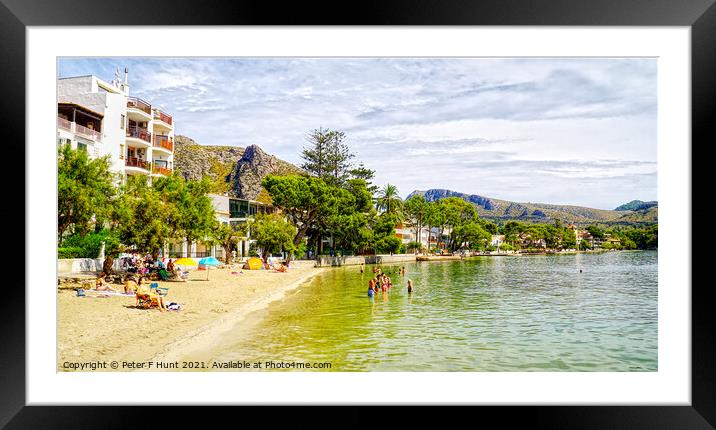 Pollensa Beach Along The Pine Walk  Framed Mounted Print by Peter F Hunt