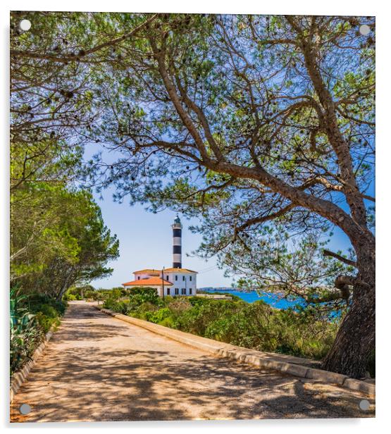 Porto Colom lighthouse  Acrylic by Alex Winter