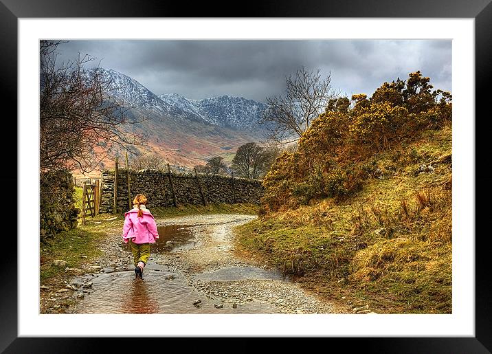 Little Girl Along The Lane Framed Mounted Print by Donna Connolly