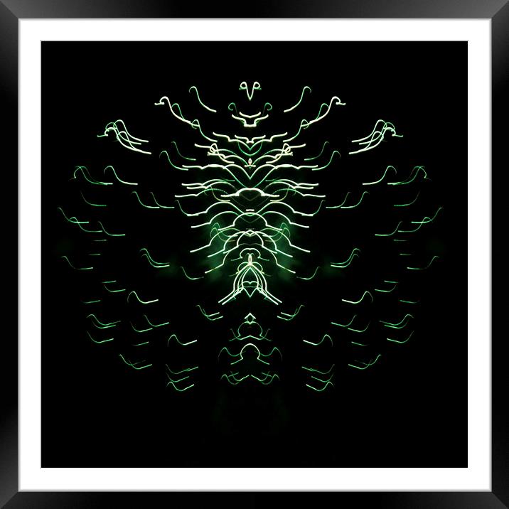   Wall art image of colourful green surreal and abstract mirrore Framed Mounted Print by Geoff Childs