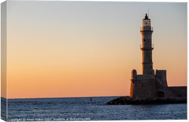 Sunset over the Lighthouse Canvas Print by Kevin Hellon