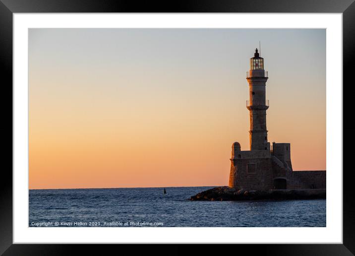 Sunset over the Lighthouse Framed Mounted Print by Kevin Hellon