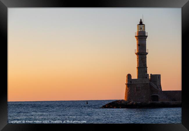 Sunset over the Lighthouse Framed Print by Kevin Hellon