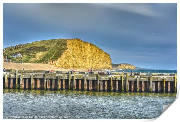 East Cliff Westbay Print by Philip Gough
