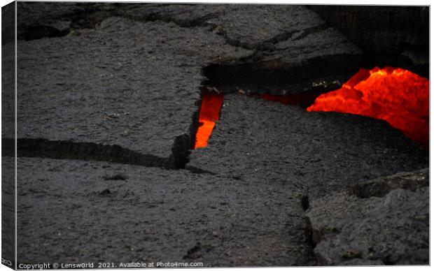 Glimpses of lava in a black lava field in Iceland Canvas Print by Lensw0rld 