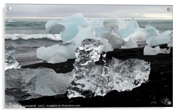 Blocks of glacial ice washed ashore  Acrylic by Lensw0rld 