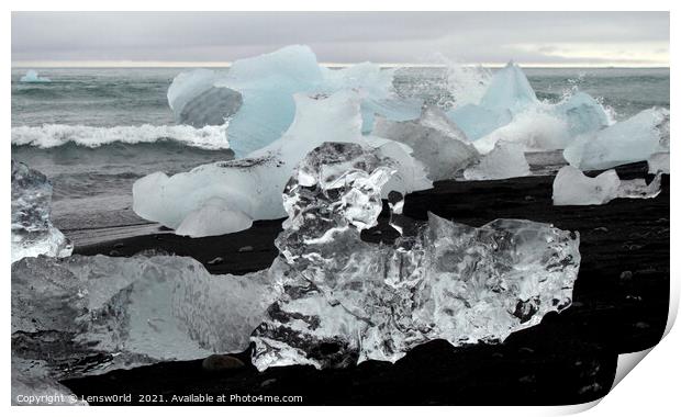 Blocks of glacial ice washed ashore  Print by Lensw0rld 