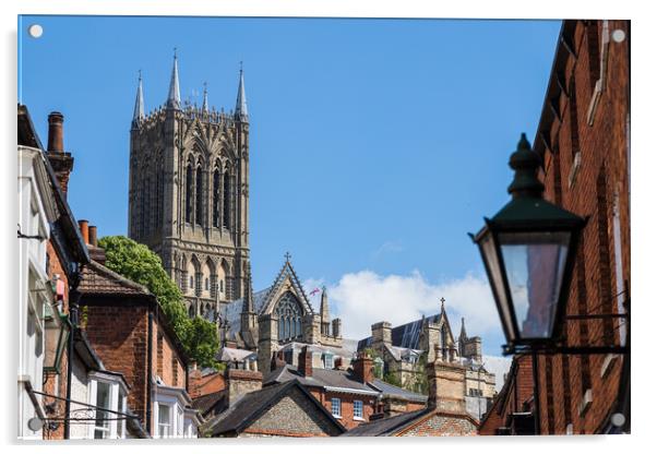 Lincoln cathedral peaking above the rooftops of the city Acrylic by Jason Wells