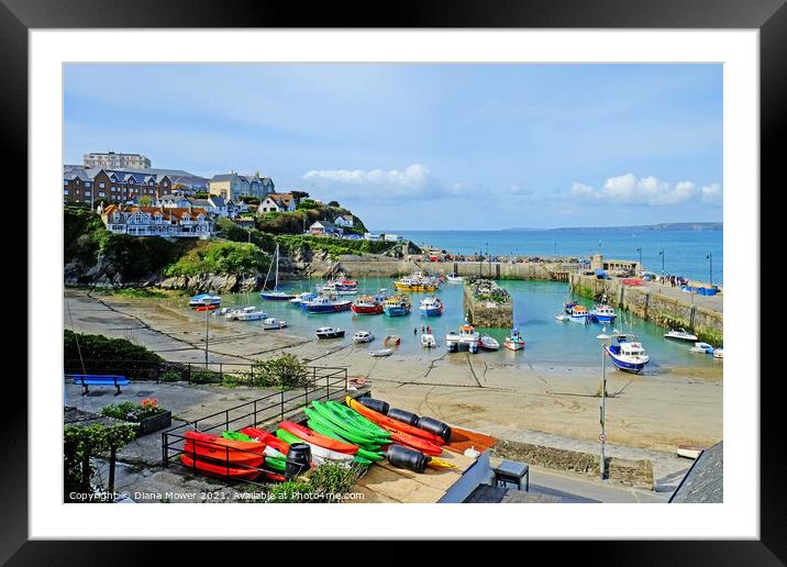 Newquay Harbour Cornwall  Framed Mounted Print by Diana Mower
