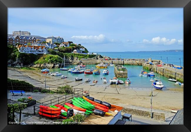 Newquay Harbour Cornwall  Framed Print by Diana Mower
