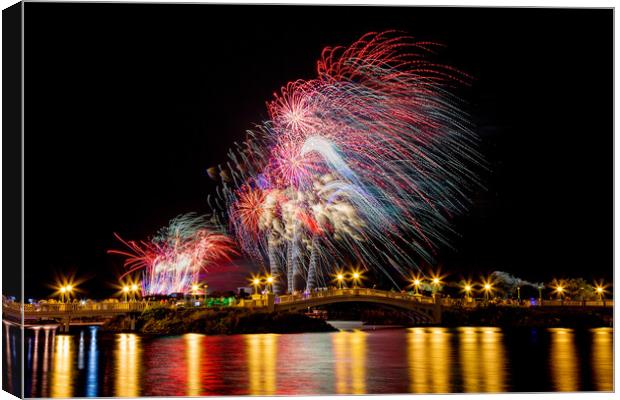 Southport Fireworks Canvas Print by Roger Green