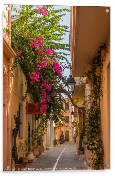 Narrow sreet in old Rethymnon Acrylic by Kevin Hellon