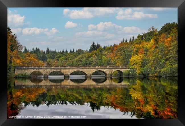 Bridge over the lake at Virginia Water Framed Print by Simon Marlow