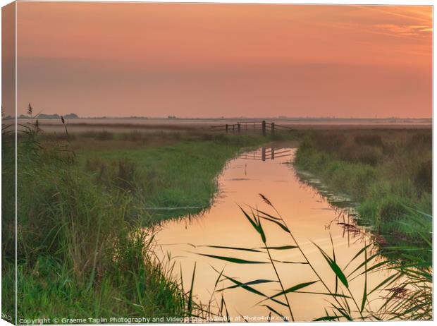 Sunrise over the Halvergate marshes Canvas Print by Graeme Taplin Landscape Photography