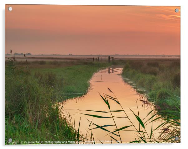 Sunrise over the Halvergate marshes Acrylic by Graeme Taplin Landscape Photography