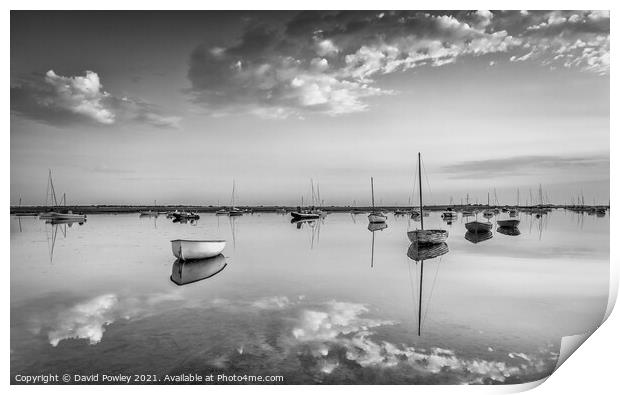 Early Morning Reflections at Brancaster Staithe Mo Print by David Powley