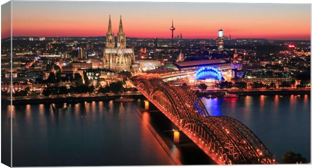 Cologne Cathedral ,the Hohenzollern bridge and the Rhine River Germany Canvas Print by Wilfried Strang